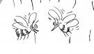 Drawing of two talking bees.